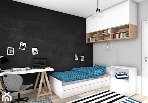 Projekt Mieszkania dla studentów - Średni czarny szary pokój dziecka dla nastolatka dla chłopca dla ... - zdjęcie od KP Pure Form