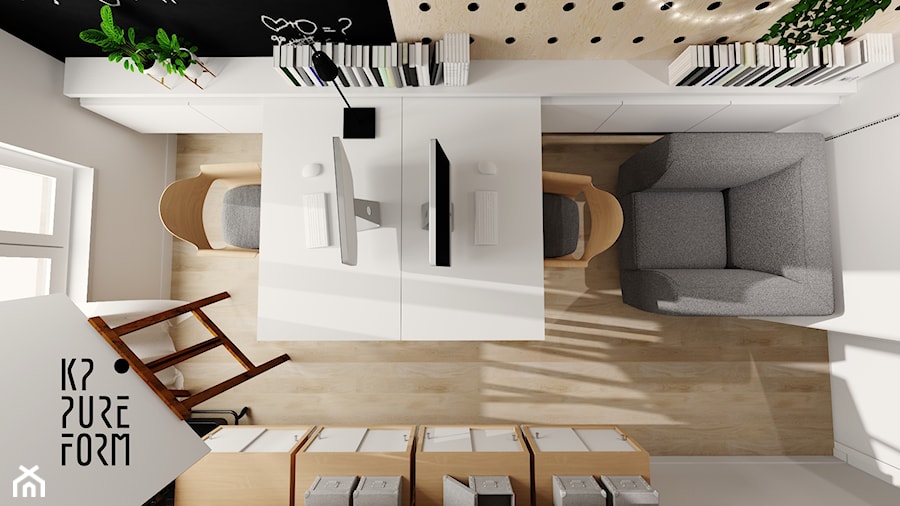 Mieszkanie we Wrocławiu - Małe w osobnym pomieszczeniu białe czarne biuro, styl nowoczesny - zdjęcie od KP Pure Form