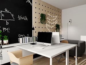 Mieszkanie we Wrocławiu - Średnie w osobnym pomieszczeniu białe czarne biuro, styl nowoczesny - zdjęcie od KP Pure Form