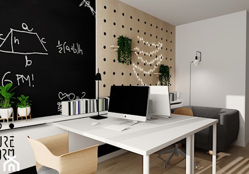 Mieszkanie we Wrocławiu - Średnie w osobnym pomieszczeniu białe czarne biuro, styl nowoczesny - zdjęcie od KP Pure Form