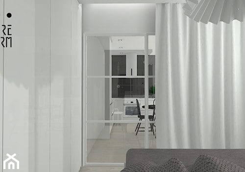 Projekt mieszkania z aneksem_Katowice - Mała biała sypialnia, styl skandynawski - zdjęcie od KP Pure Form