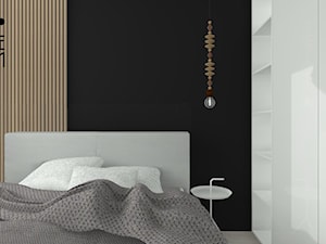 Projekt mieszkania z aneksem_Katowice - Mała czarna sypialnia, styl skandynawski - zdjęcie od KP Pure Form