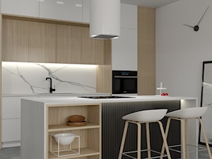 Salon z kuchnią w stylu Soft Minimal_Katowice - Kuchnia, styl minimalistyczny - zdjęcie od KP Pure Form