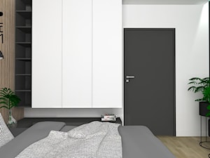 Projekt mieszkania_Gliwice - Średnia beżowa biała zielona sypialnia, styl nowoczesny - zdjęcie od KP Pure Form