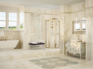 SALONI - Duża jako pokój kąpielowy łazienka z oknem, styl glamour - zdjęcie od Mozaika.pl