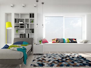 Pokój nastolatka - Średnia biała sypialnia, styl nowoczesny - zdjęcie od Archiinside