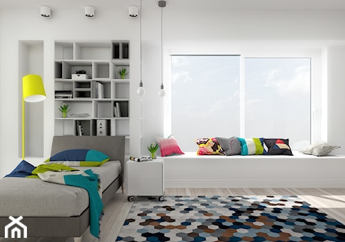 Pokój nastolatka - Średnia biała sypialnia, styl nowoczesny - zdjęcie od Archiinside