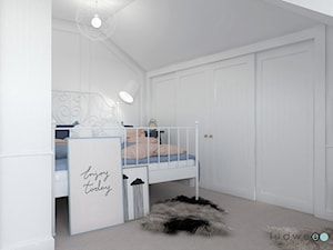 Niebiańsko! Pokój dziecięcy - Mały biały szary pokój dziecka dla nastolatka dla chłopca dla dziewczynki, styl tradycyjny - zdjęcie od LUDWEE Pracownia Architektury Wnętrz Ewa Jasionowska