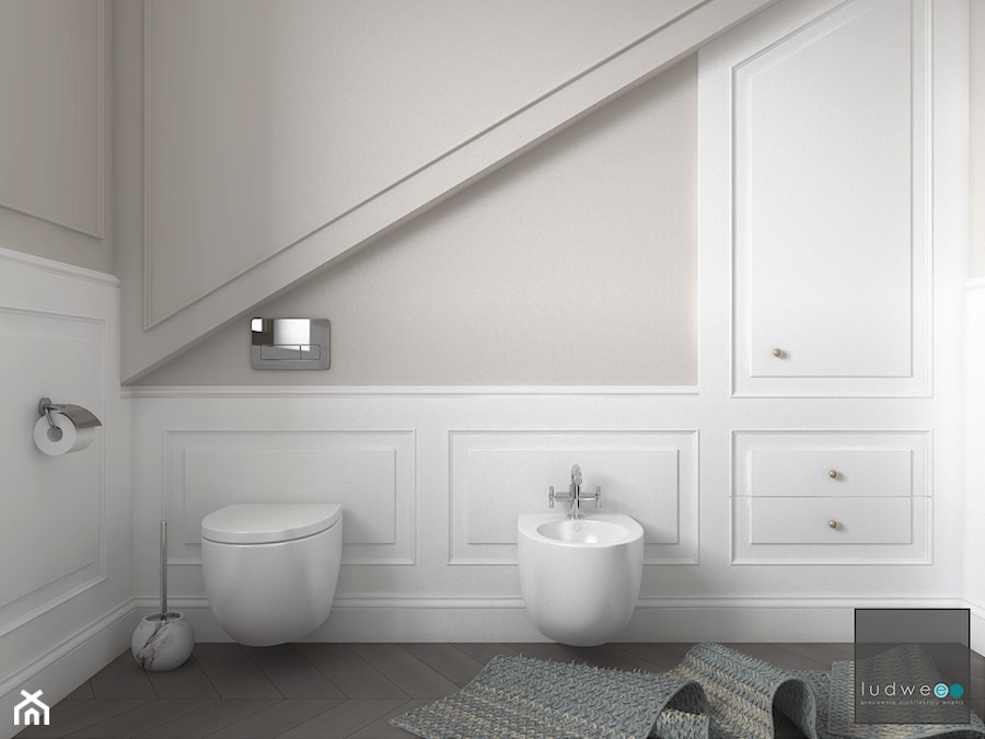 An(g)ielski spokój - Mała na poddaszu łazienka, styl tradycyjny - zdjęcie od LUDWEE Pracownia Architektury Wnętrz Ewa Jasionowska