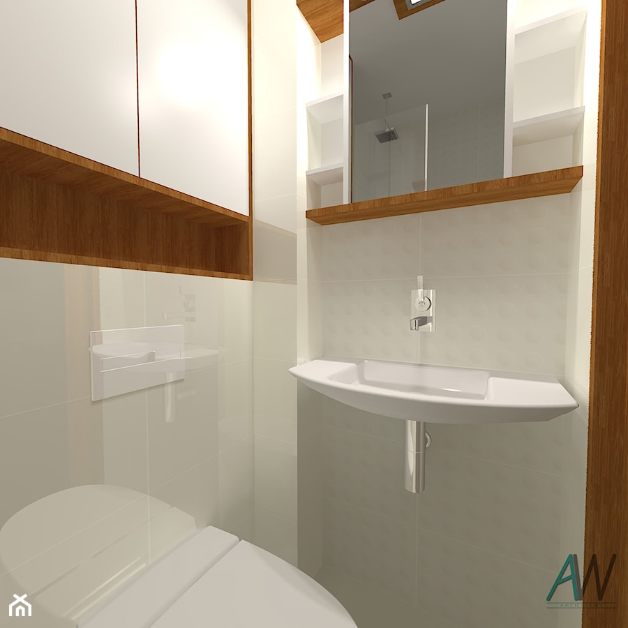 Łazienka 2,42m2 Brzeg - Mała łazienka, styl nowoczesny - zdjęcie od KROPKA Design