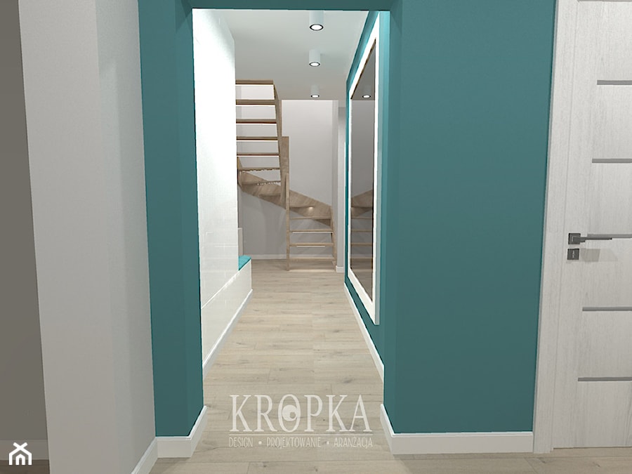 Dom 118m2 Iwiny- korytarz, hol, klatka schodowa - Hol / przedpokój - zdjęcie od KROPKA Design