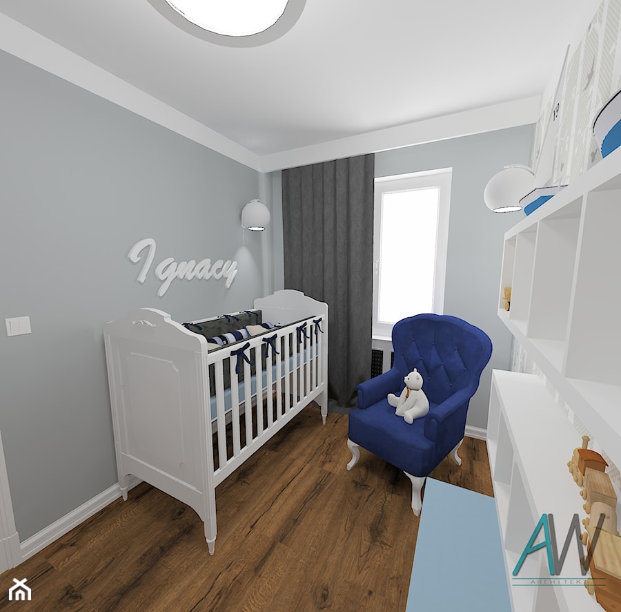 Pokój niemowlaka 7,51m2 Brzeg - Pokój dziecka, styl skandynawski - zdjęcie od KROPKA Design
