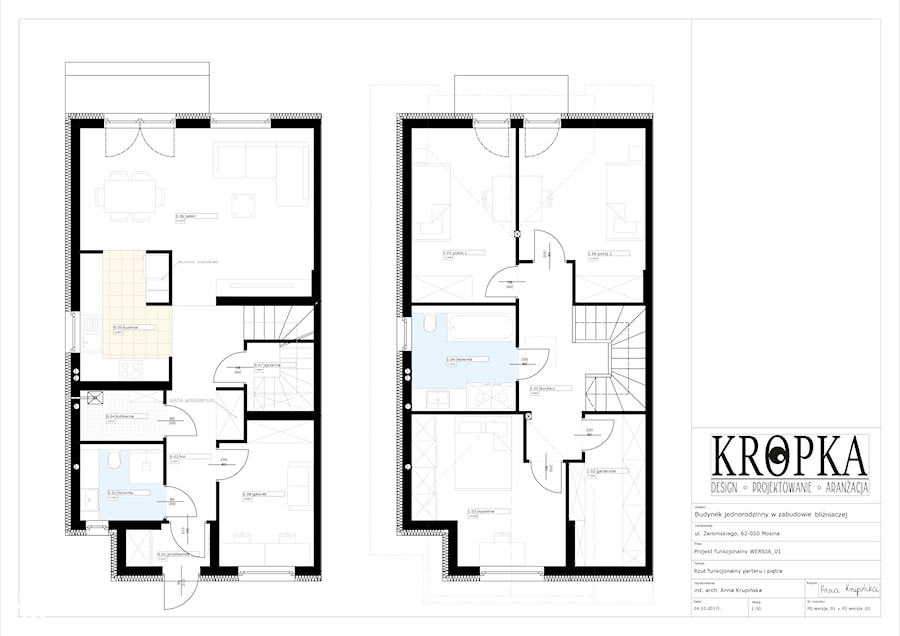 Projekt funkcjonalny domu 120m2 Mosina - Domy, styl skandynawski - zdjęcie od KROPKA Design