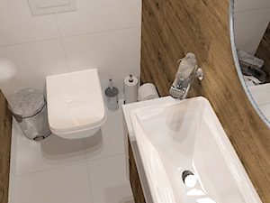 WC 1,52m2 Szczecin - Mała bez okna z lustrem łazienka, styl skandynawski - zdjęcie od KROPKA Design