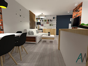 Salon z jadalnią i przedpokojem 32,29m2 Koszalin - Salon, styl skandynawski - zdjęcie od KROPKA Design