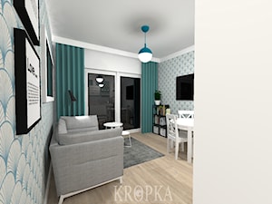 Salon z aneksem 15,67m2 Wrocław - Mały biały salon z jadalnią, styl minimalistyczny - zdjęcie od KROPKA Design