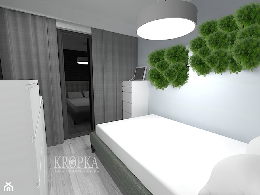 Domek letniskowy 35m2 - Średnia biała sypialnia, styl nowoczesny - zdjęcie od KROPKA Design