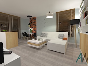 Salon z jadalnią i przedpokojem 32,29m2 Koszalin - Salon, styl skandynawski - zdjęcie od KROPKA Design