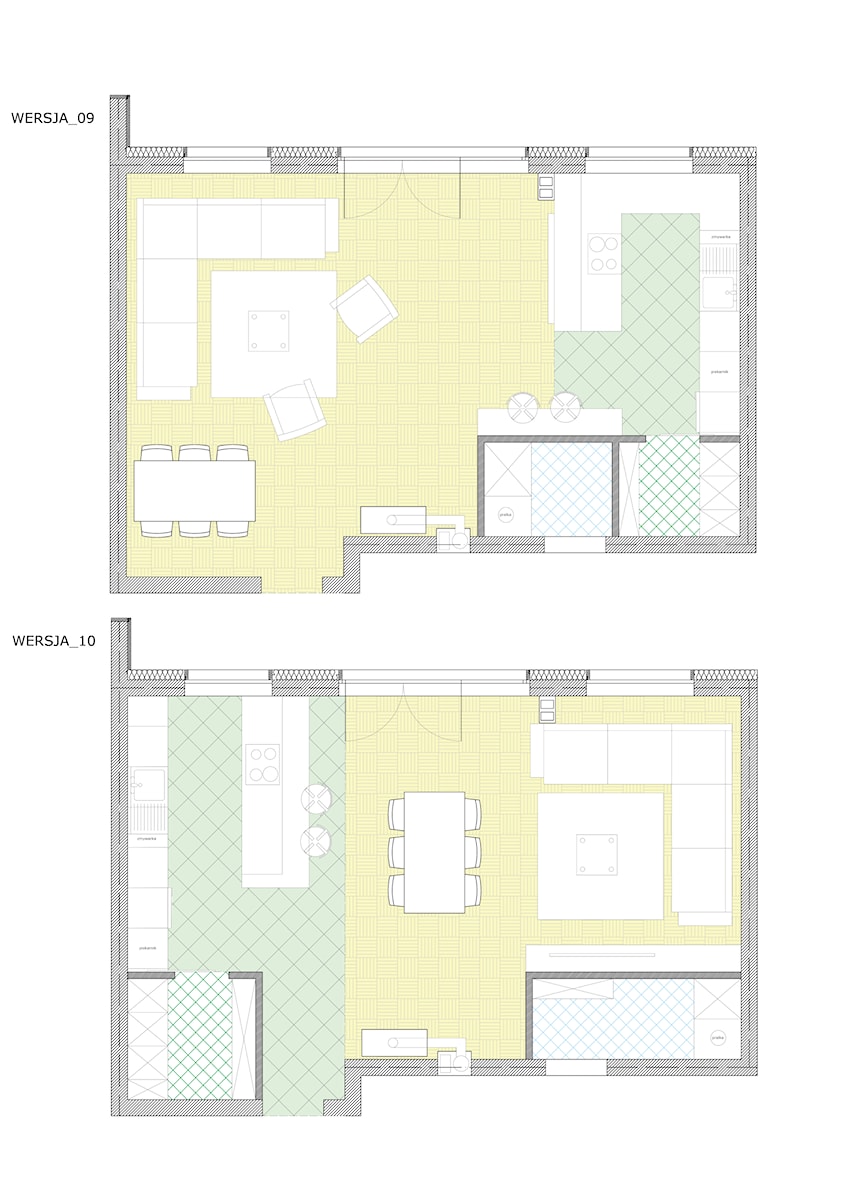 Projekt funkcjonalny domu 118m2 Iwiny - Salon, styl skandynawski - zdjęcie od KROPKA Design