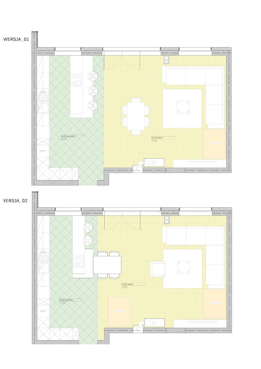 Projekt funkcjonalny domu 118m2 Iwiny - Salon, styl nowoczesny - zdjęcie od KROPKA Design