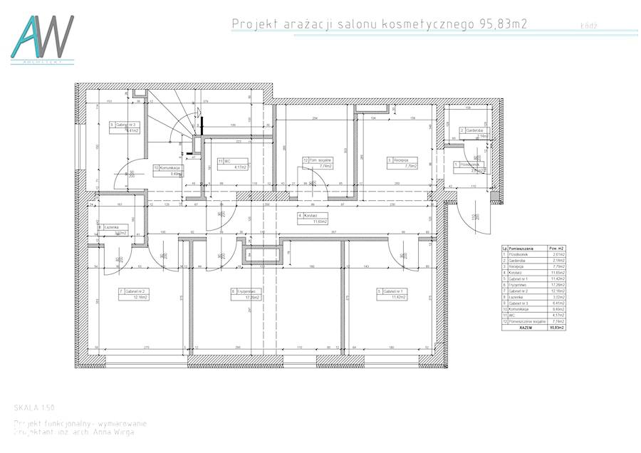 Projekt salonu kosmetycznego 95,85m2 Barciński Park Apartamenty Łódź - Wnętrza publiczne - zdjęcie od KROPKA Design