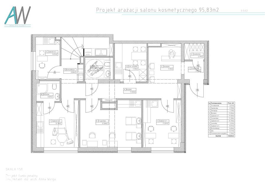 Projekt salonu kosmetycznego 95,85m2 Barciński Park Apartamenty Łódź - Wnętrza publiczne - zdjęcie od KROPKA Design