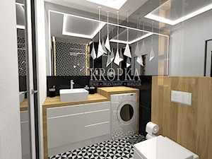 Łazienka 5,37m2 Brzeg - Mała na poddaszu bez okna z pralką / suszarką z lustrem łazienka, styl nowoczesny - zdjęcie od KROPKA Design