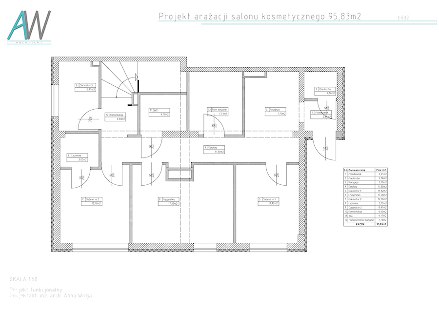 Projekt salonu kosmetycznego 95,85m2 Barciński Park Apartamenty Łódź - Wnętrza publiczne - zdjęcie od KROPKA Design