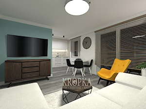 Salon z aneksem 22,60m2 Brzeg - Salon, styl rustykalny - zdjęcie od KROPKA Design