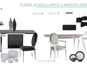 Aranżacja parteru domku jednorodzinnego- dobór mebli i dodatków - Jadalnia, styl glamour - zdjęcie od KROPKA Design