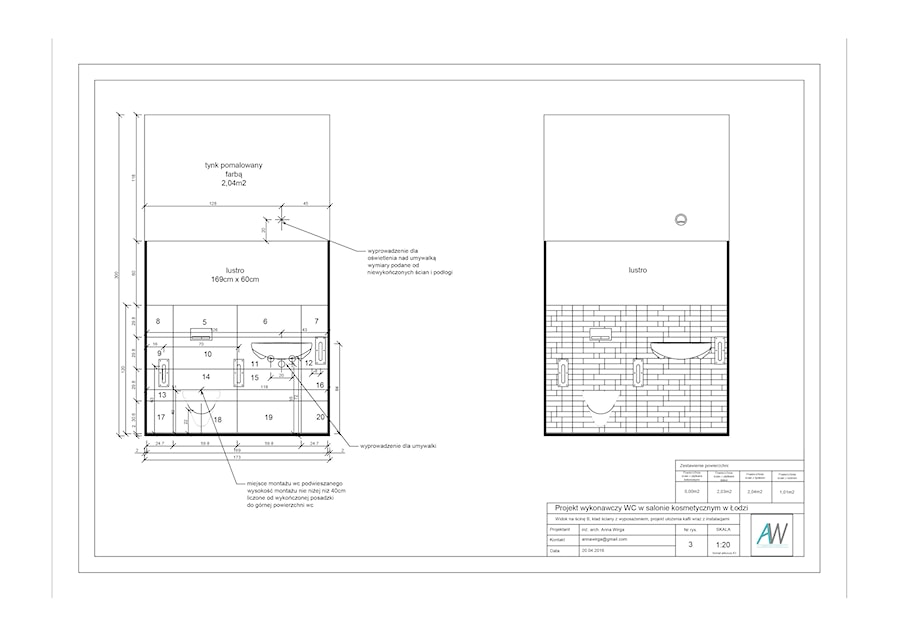 Projekty wykonawcze - Łazienka, styl nowoczesny - zdjęcie od KROPKA Design