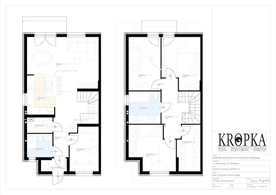 Projekt funkcjonalny domu 120m2 Mosina - Domy, styl minimalistyczny - zdjęcie od KROPKA Design