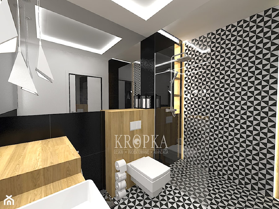 Łazienka 5,37m2 Brzeg - Mała bez okna łazienka, styl nowoczesny - zdjęcie od KROPKA Design