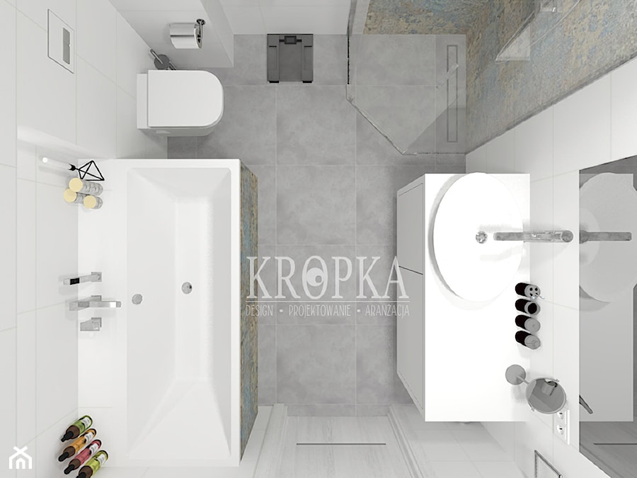 Dom 118m2 Iwiny- łazienka 6,69m2 - Łazienka, styl nowoczesny - zdjęcie od KROPKA Design