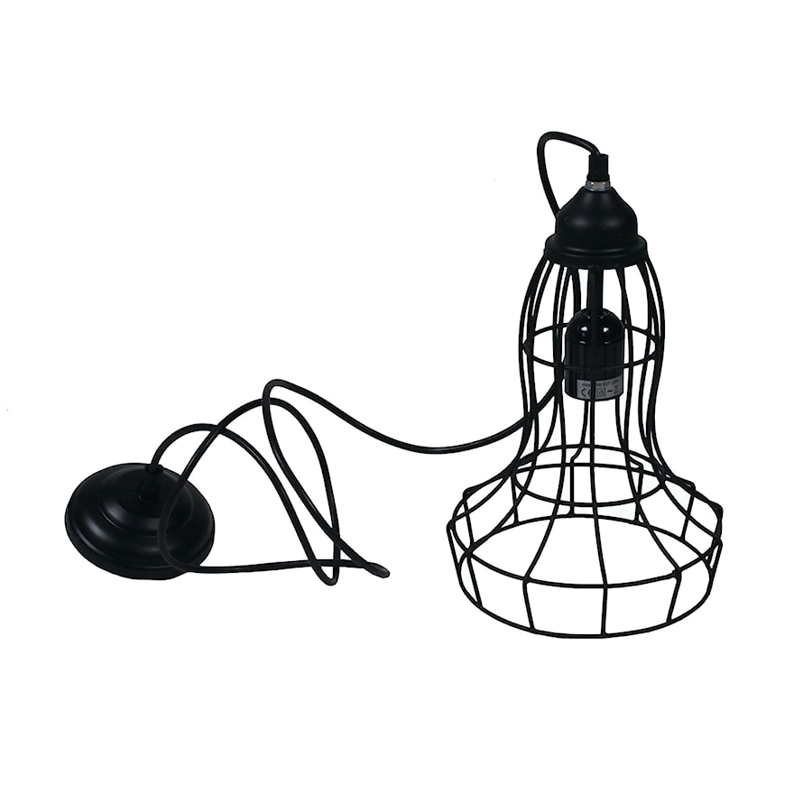 Metalowa czarna druciana lampa w stylu industrialnym - zdjęcie od Indigo Decor