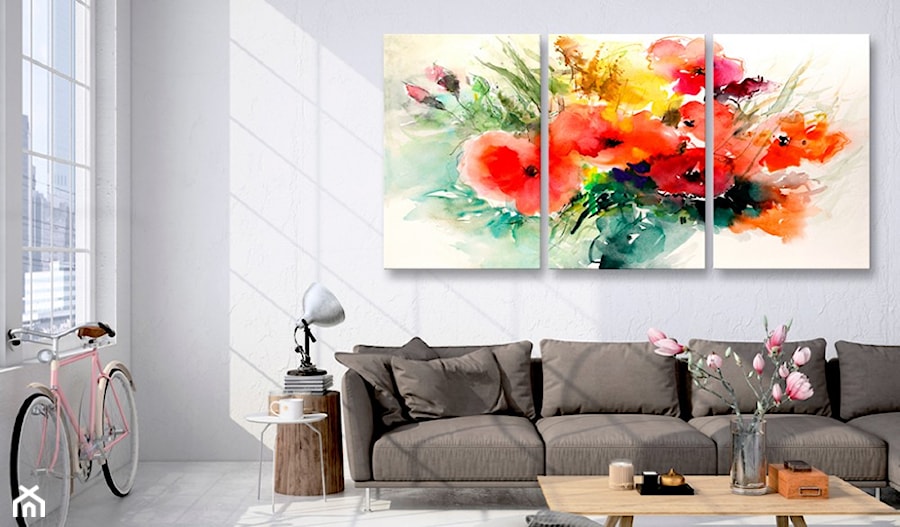 Obraz Akwarelowy bukiet w salonie z magnoliami - zdjęcie od Bimago.pl