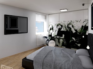 Sypialnia młodego mężczyzny - Średnia biała sypialnia, styl nowoczesny - zdjęcie od Granat Studio
