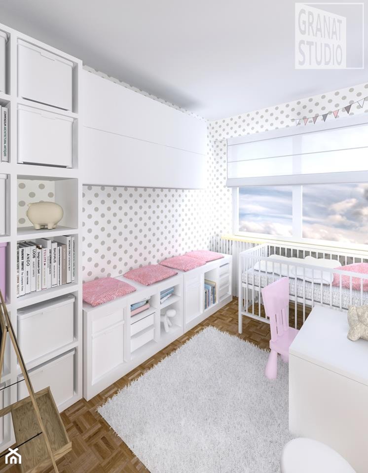 Projekt pokoju dla małej dziewczynki - założenie: ekonomicznie z wykorzystaniem łatwo dostępnych mebli - zdjęcie od Granat Studio