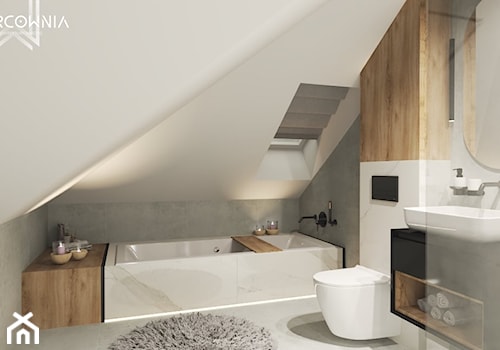 Łazienka z drewnem i marmurem - zdjęcie od Wzorcownia Studio Architektury Wnętrz