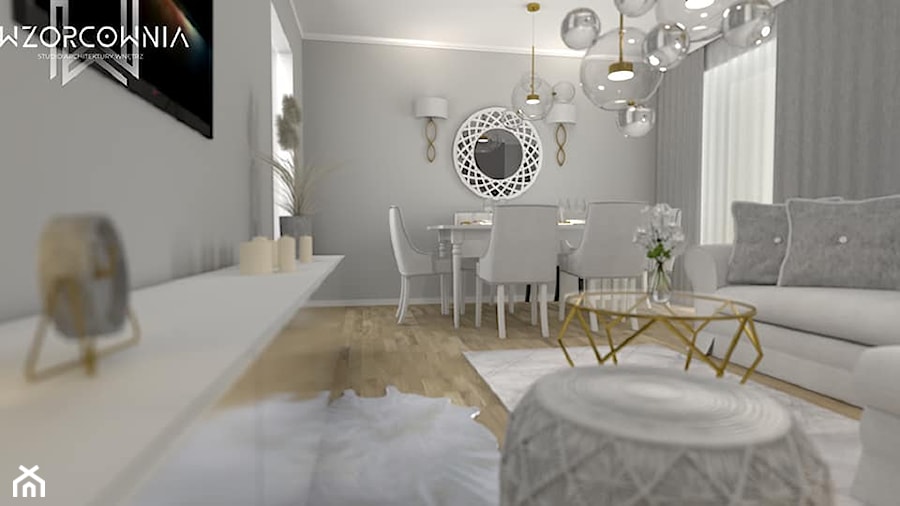 salon z jadalnią w stylu classic - zdjęcie od Wzorcownia Studio Architektury Wnętrz