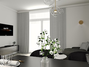 Czarno-biały salon - zdjęcie od Wzorcownia Studio Architektury Wnętrz
