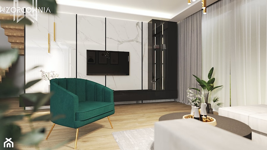 Salon z marmurem - zdjęcie od Wzorcownia Studio Architektury Wnętrz