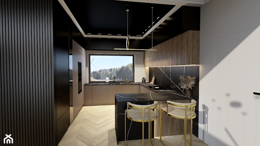 Elegancka czarna kuchnia - zdjęcie od Wzorcownia Studio Architektury Wnętrz