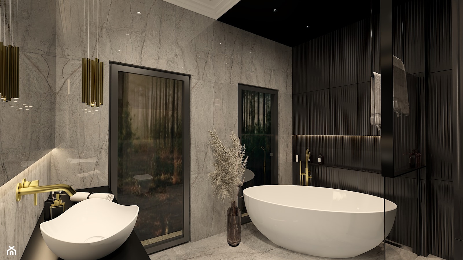 Czarno-biała łazienka - zdjęcie od Wzorcownia Studio Architektury Wnętrz - Homebook