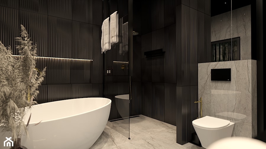Czarno-biała łazienka - zdjęcie od Wzorcownia Studio Architektury Wnętrz