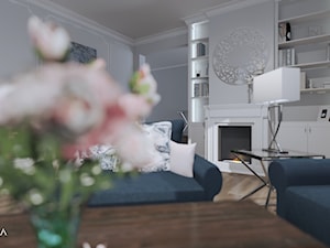 Dom z elementami Hamptons i Modern Classic - Salon, styl tradycyjny - zdjęcie od Wzorcownia Studio Architektury Wnętrz