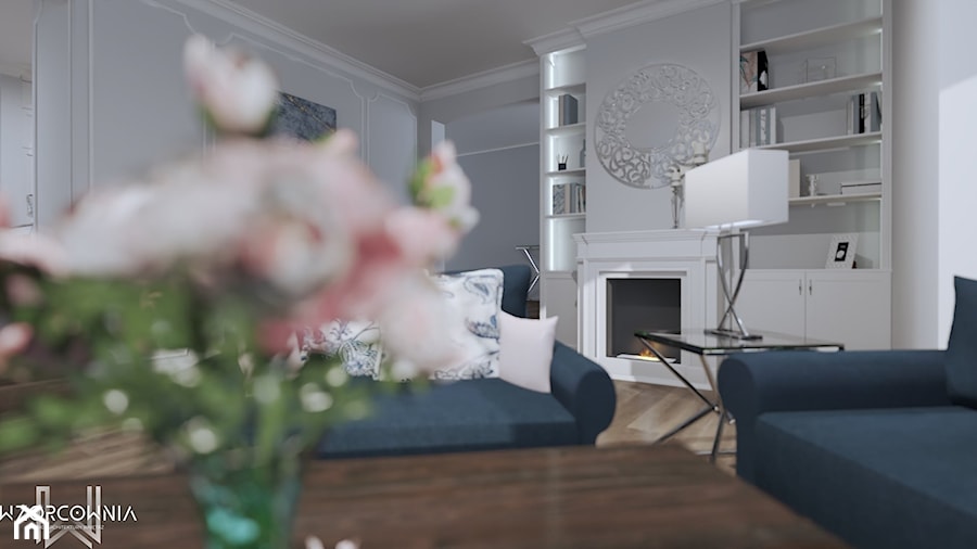 Dom z elementami Hamptons i Modern Classic - Salon, styl tradycyjny - zdjęcie od Wzorcownia Studio Architektury Wnętrz