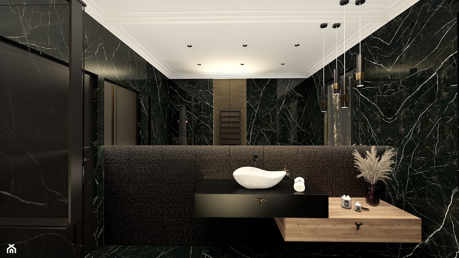 Ciemna łazienka - zdjęcie od Wzorcownia Studio Architektury Wnętrz - Homebook