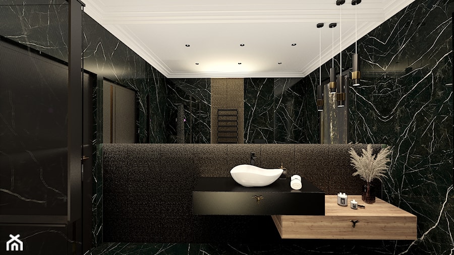 Ciemna łazienka - zdjęcie od Wzorcownia Studio Architektury Wnętrz