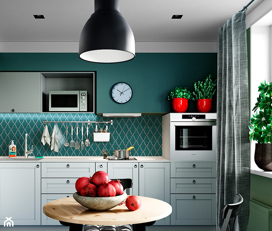 mozaika w kuchni, kolorowa mozaika, arabeska, zielona mozaika